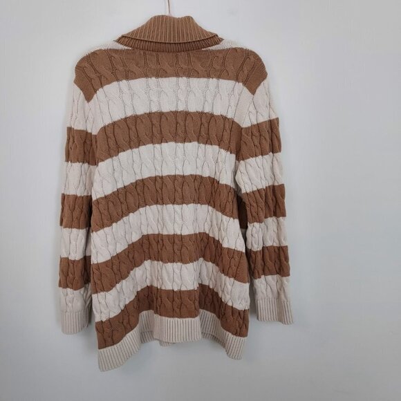 Lands' End Size 1X Cotton Cable Knit Button Down Cardigan Sweater - Picture 12 of 13